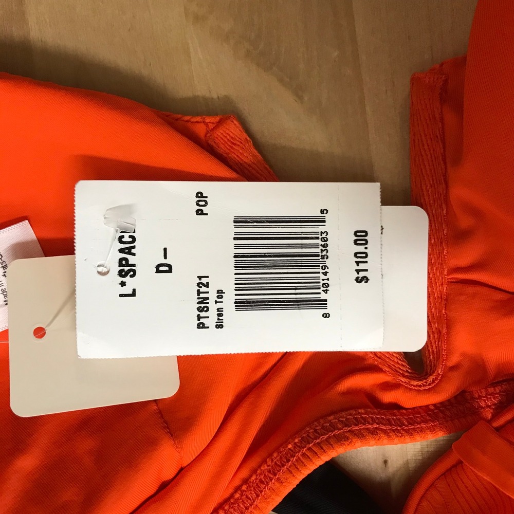 L*Space Monica Wise Orange Ribbed V-Notch SIREN Bikini Top D Cup New - Picture 10 of 10
